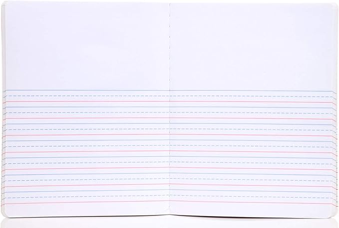 Mintra Primary Composition Notebook, 24 units 6-4 Pack, Assorted Colors, 80 Sheets, 7.5in x 9.75in, 1/2 Sheet, Ruled with Drawing Area, Flexible Hardcover Journal, Grades K-2, School & Home Use