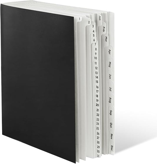 Amazon Basics Expanable Office File Sorter,Daily & Monthly File Organizer, Letter Size, Black