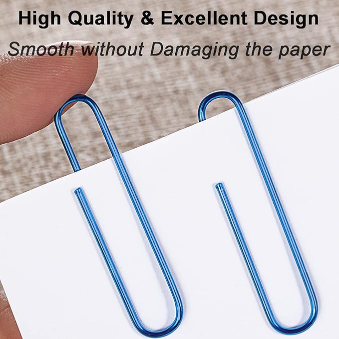 Paper Clips, 2 Inch Large Paper Clips(50mm), Corrosion-Resistant Vinyl Coated PaperClips, Durable and Save-Money, Holds up to 30 Sheets Jumbo Blue PaperClips Great for Home, School and Office