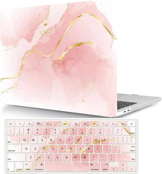 Case Compatible with MacBook Pro 15 Inch 2015 2014 2013 2012 Model A1398, Plastic Hard Shell Protective Case Cover & Keyboard Protector for Mac Pro Retina 15 Old Version - Pink Marble