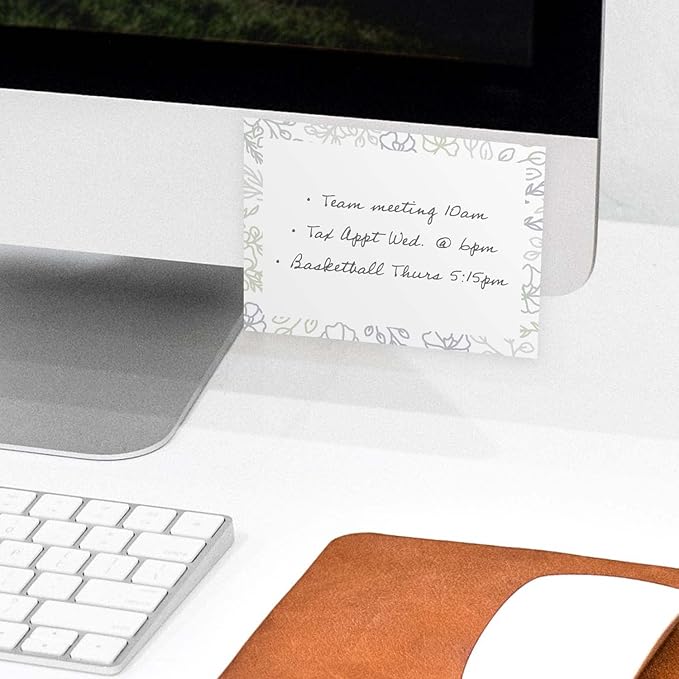 Decorative Floral Border Sticky Note Pad Set / 4" x 3" Botanical Sticky Notes / 50 Sheets Per Pad/Set of 6 Flowery Designs/Made in USA