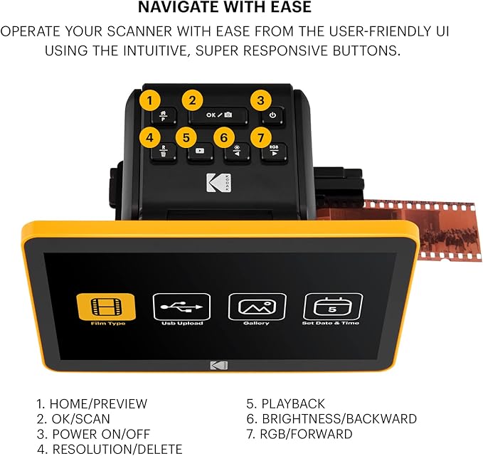 Kodak Slide N Scan Max Digital Film Slide Scanner, Black/Yellow (RODFS70)