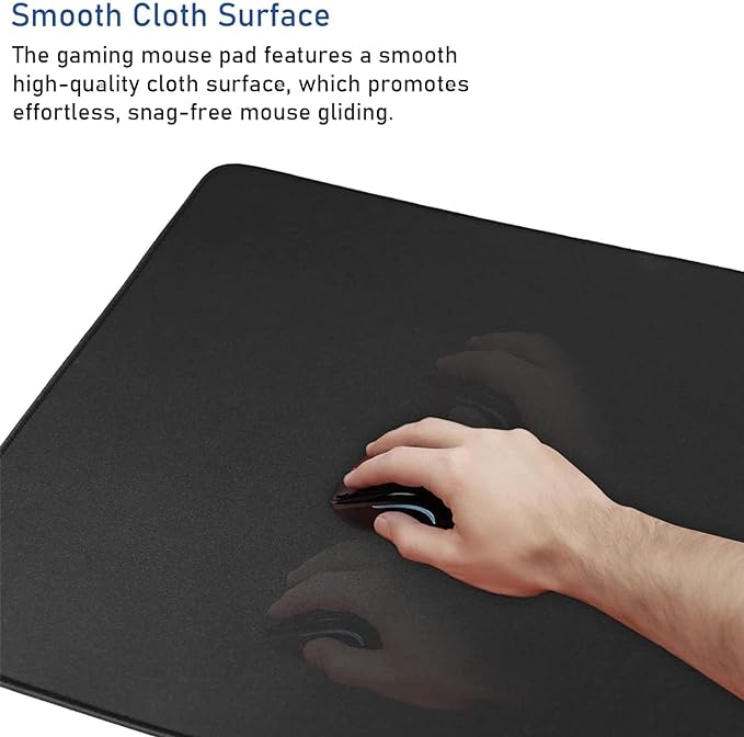 Large Mouse Pad, (31.5X11.8In) Durable Non-Slip Natural Rubber Base Desk Mousepad with Stitched Edges, Waterproof Computer Keyboard Pad Mat for Esports Pros/Gamer/Desktop/Office/Home - Black