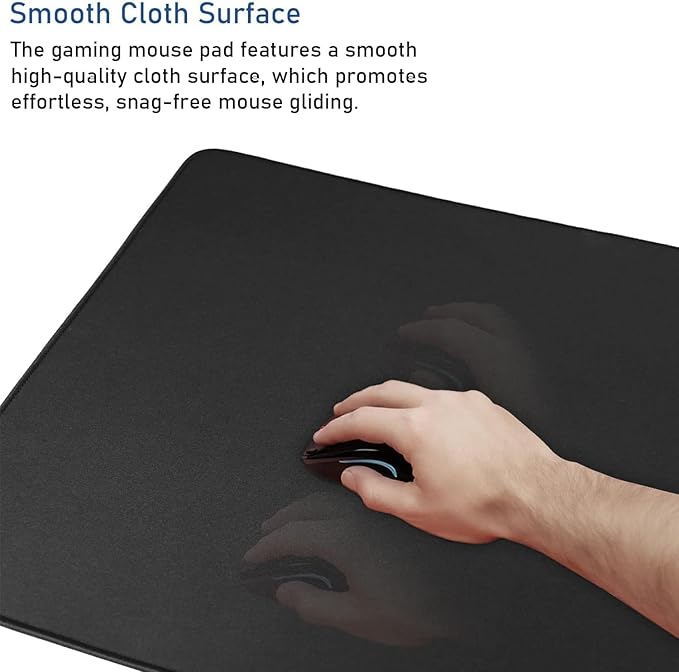 Large Extended Gaming Mouse Pad with Stitched Edges, 47.3 X 23.6 in Desk Pad Durable Non-Slip Natural Rubber Base, Waterproof Computer Keyboard Mat for Esports Pros, Gamer, Desktop, Black