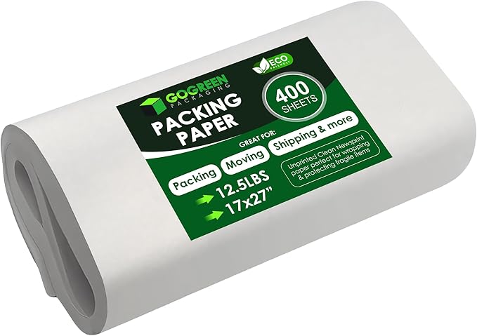 Newsprint Packing Paper Sheets for Moving - 400 Newsprint Paper Sheets for packing supplies -12.5lb - 17" x 27" Moving Supplies Packing paper for Dishes and Glasses - Made in USA