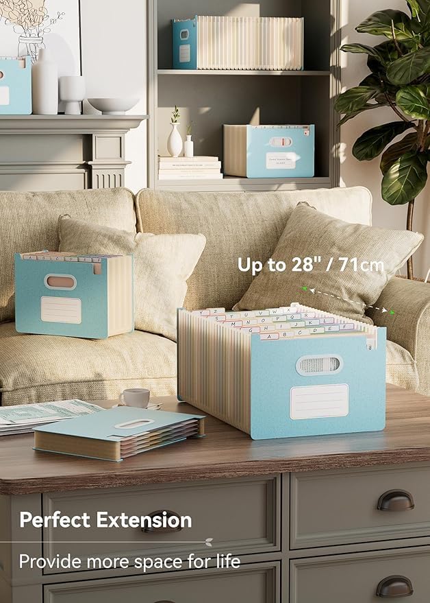 Accordion File Organizer, 26 Pockets Wheat Straw Expanding File Folders, Upright&Open Top, A-Z Bill Receipt Organizer, 100% BPA Free, Return to Nature, Healthy Living, Letter/A4 Size-2 Packs