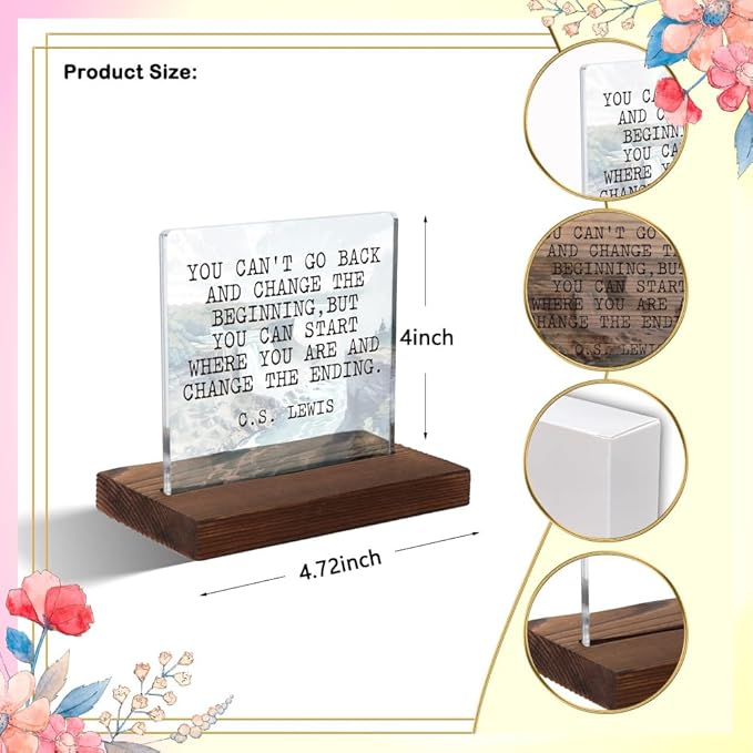 Mental Health Gifts for Men, Encouragement Gifts for Men, Positive Affirmation Gift for Man, Sobriety Gift for Man, Modern Acrylic Desk Plaque with Inspirational Quotes, 10 x 10 x 1.5 cm,XXD28