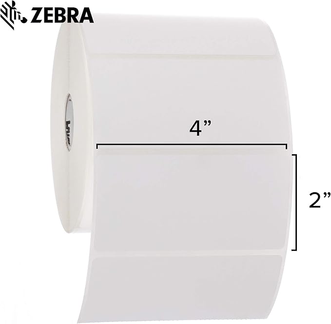 Zebra 4 x 2 in Thermal Transfer Polypropylene Labels PolyPro 3000T Permanent Adhesive Shipping Labels 1 in Core 4 rolls 10031649SP