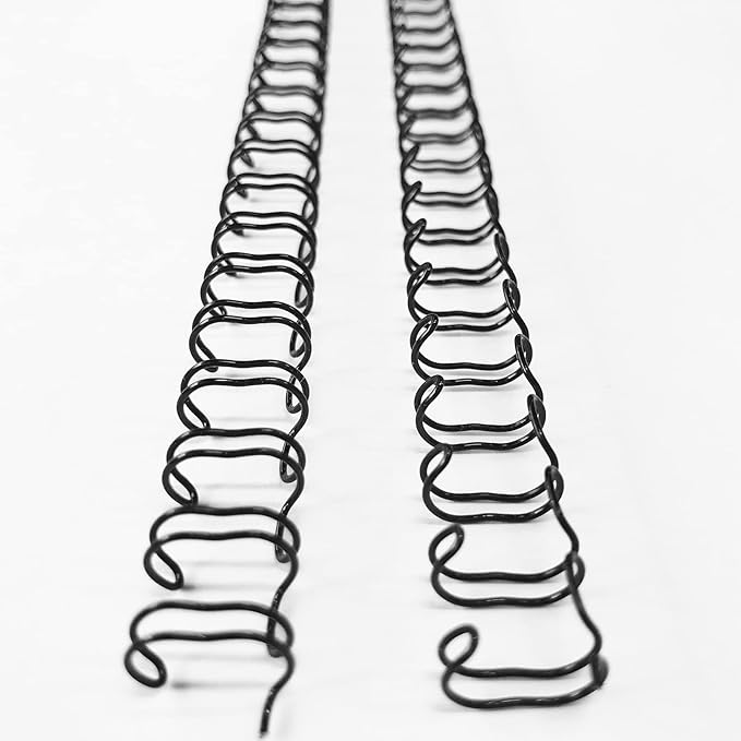 Binditek 100 Pack Double Loop Wire Binding Spines, 5/16 Inch Binding Wire for Letter size, 3:1 Pitch, 40 Sheet Capacity, 32-Loop, Black, for Students and Coworkers