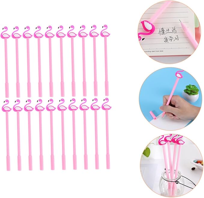 20Pcs Flamingo Gel Pens Fine Tip Cartoon Writing Pens for Students School and Home Use with Ink Capacity and Design