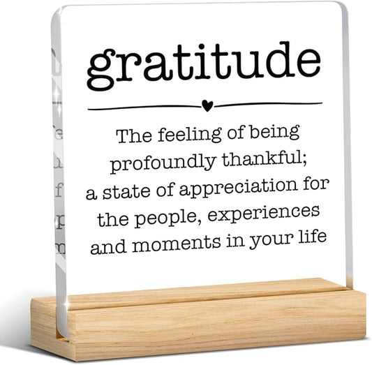 Gratitude Gifts for Coworkers Thank You Gifts for Women, Employee Appreciation Gifts, Gratitude Inspirational Gifts, Appreciation Gifts for Coworkers, Acrylic With Wooden Stand for Office Desk Table
