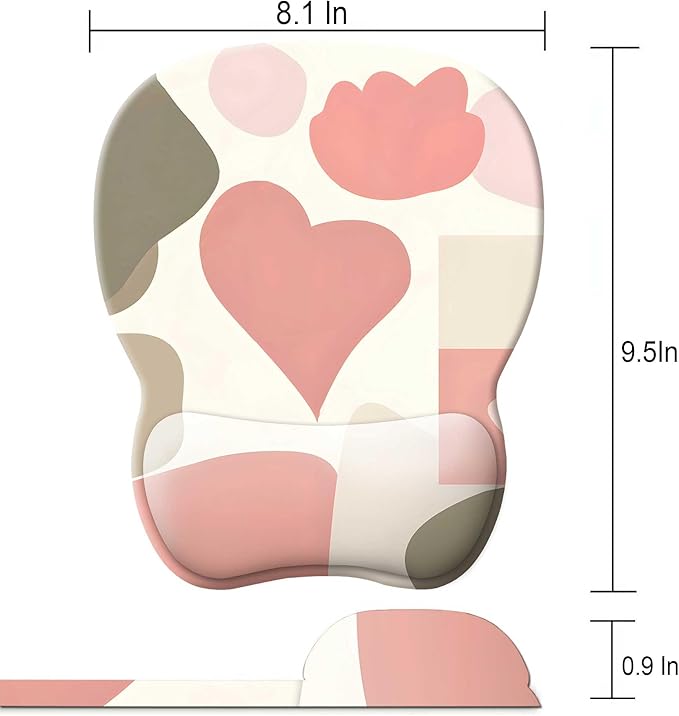 Ergonomic Gel Mouse Pad with Wrist Rest | Comfortable Computer Mouse Pad for Laptop | Pink Rose Mousepad