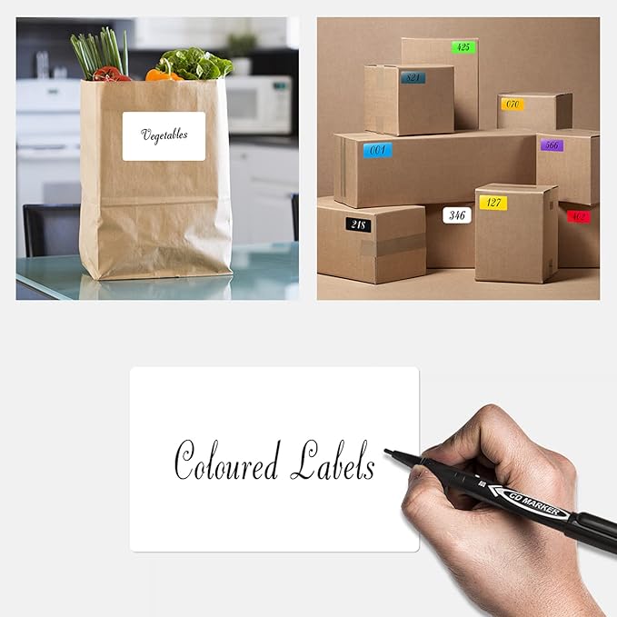 Rectangle Labels Sticker 3×5 Inch Vinyl Floor Stickers Color Coding Name Tags Roll Removable 200 PCS, White