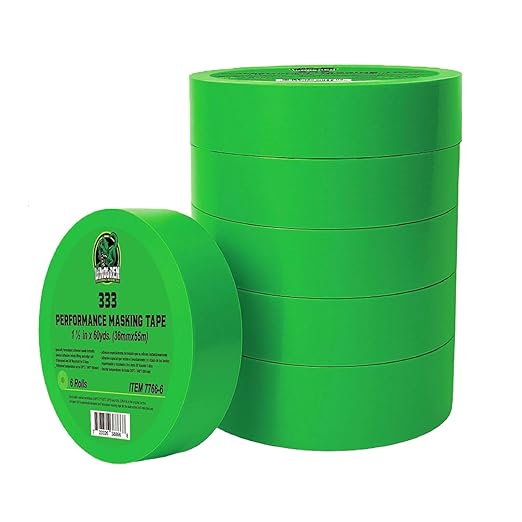 LAUCO DINOGREN High Performance Masking Tape for Car Paint, Heat & Water Resistant, Multi-Purpose Green (1.5 in (6 Rolls))