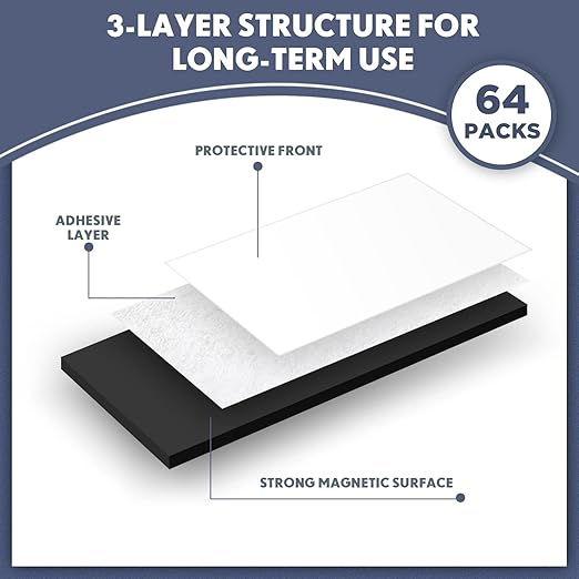 Macarrie 4 x 6 Adhesive Magnetic Sheets with Adhesive Backing Cuttable Magnetic Paper Stickers Flexible Peel and Stick for Picture Crafts Die Storage Photos(64 Pcs)