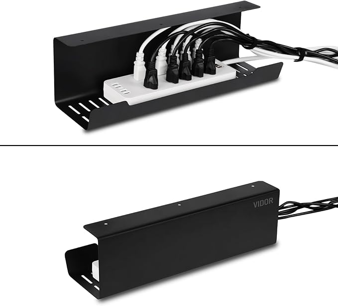 VIDOR Under Desk Cable Management Tray 1-Pack, 17" Cord Organizer, No Drill Alloy Steel, Perfect for Standing Desk, Wire Management for Office Home