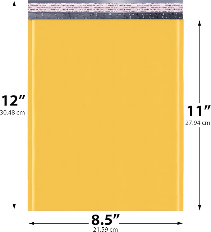 Kraft 8.5x12 Poly Bubble Mailers #2 | Padded Envelopes with Self Seal | Air Lined Cushioned Poly Mailer | Usable Size 8.5x11 | 200 Pack | Lightweight shipping Bags | Made in USA