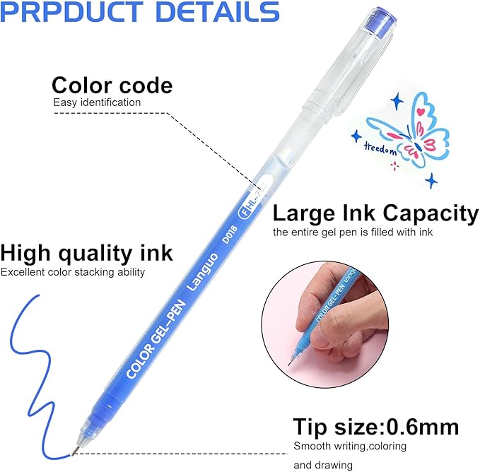 99 Color Gel Pens, 0.6 mm Fine Tip Gel Pens for Adult Coloring Book—Portable Case gel pens Colored for Journaling, Coloring, Planners, Drawing & DIY Crafts. Non-Toxic,Smooth,Water-Based