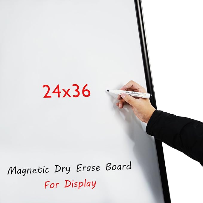 T-SIGN Sidewalk Sign for Indoor & Outdoor Sign - Open Aluminum A Frame Sign Poster Board 24x36 Inches, White Dry Erase Surface - Heavy Duty Double Sided Sandwich Board, Street Advertising Sign Board