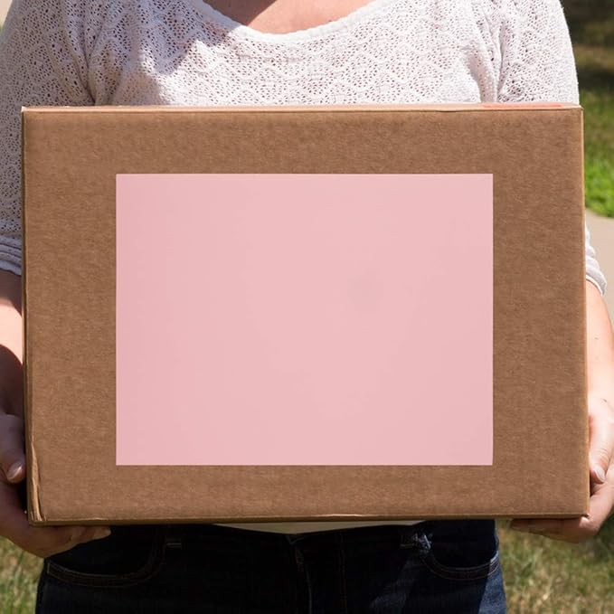 JAM PAPER Full Sheet Shipping Labels - Printable Sticker Paper - 8 1/2 x 11 - Baby Pink Pastel - 10 Full Pages/Pack
