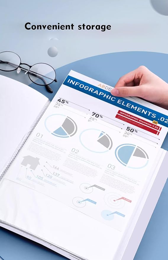 File Folder - 100 Pockets, Durable A4 Letter Size Organizer, Water-Resistant Plastic Dividers, Home/Office/School Document Holder (Purple)