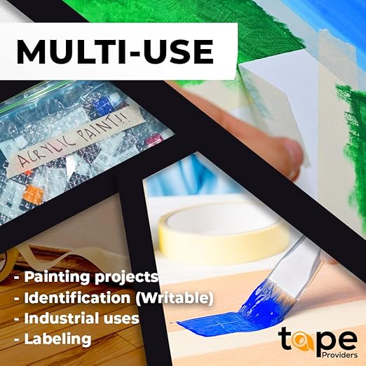 WOD MT5 Utility Grade Masking Tape, 4 inch x 60 yds. (Pack of 12) for Home or Office air-Dry Painting, Labeling, & Packing. Leaves no Residue