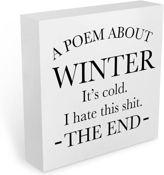 Funny Quotes Office Supplies Rustic Desk Decor White Wooden Box Sign Office Organization Farmhouse Christmas Winter Season Wood Plaque Cubicle Accessories Home Shelf Table Tiered Tray Decorations