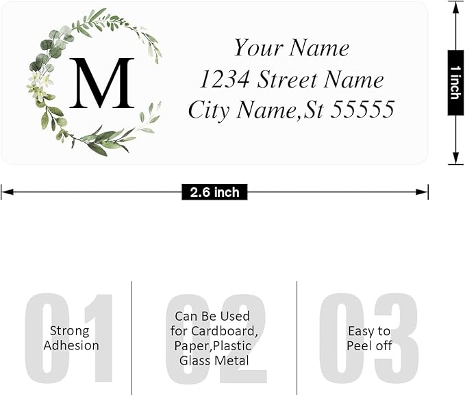 Custom Address Labels - Personalized Address Labels, Return Address Labels with Strong Adhesion, Can Be Used for Cardboard, Paper, Plastic, Glass, Metal (2.6x1 Inch, Set of 100)