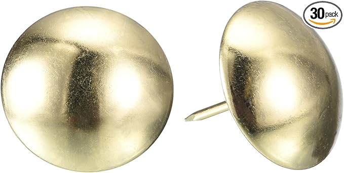 uxcell Upholstery Tacks Nail Pins Furniture, 30Pcs 30x30mm Thumb Tack Pins Assortment Kit Carbon Steel for Home Sofa DIY Decorative Nail Heads Nails, Gold