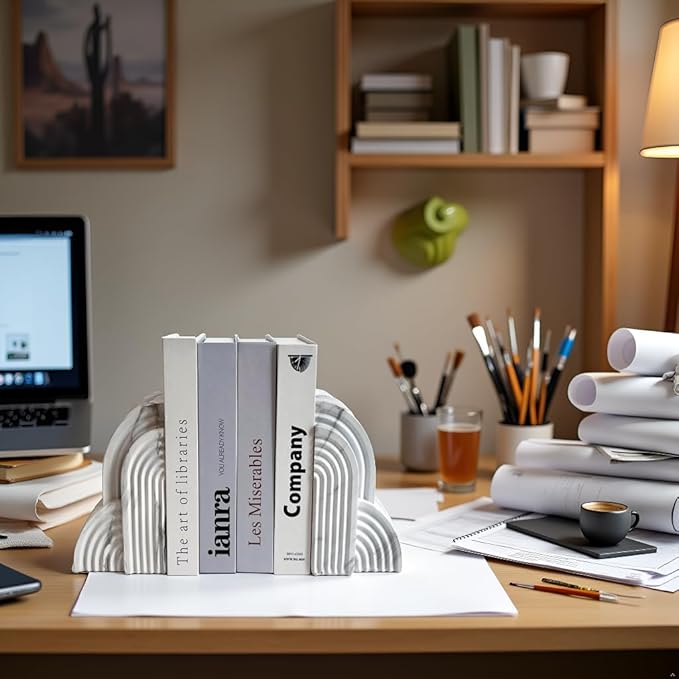 LIFFY Cloud Book Ends Decorative,7 Inch Resin Non-Skid Decorative Bookends for Shelves, Book Ends for Heavy Books,Indoor Morden Book Holder for Home Office Shelf Decor