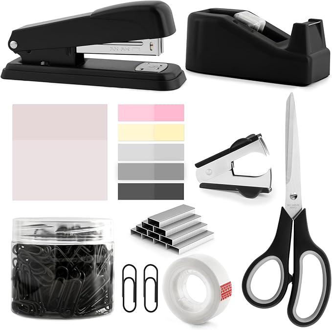 Black Office Supplies, Black Desk Accessories, Stapler and Tape Dispenser Set for Women, Office Gift for Women, Boss Lady, Office Lady, Coworkers, Office Clerks