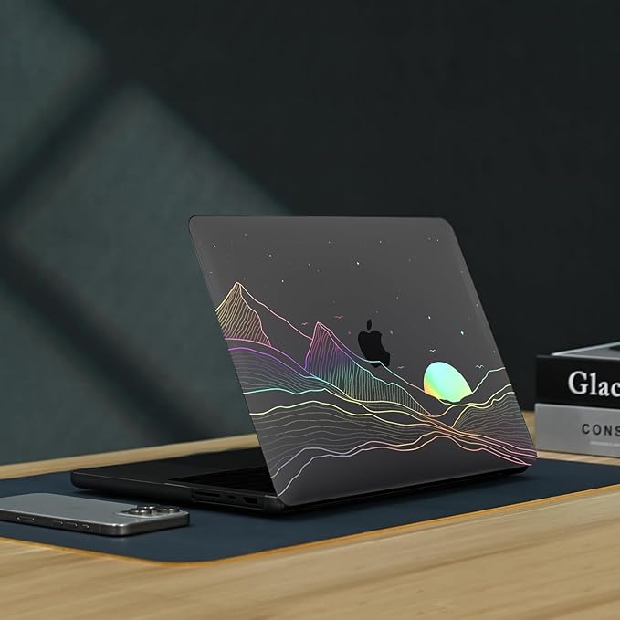 KEROM Clear Black Case for MacBook Air 15 Inch 2025 2024 2023 M4 M3 M2 A3241 A3114 A2941, MacBook Air M4 15 inch Case, Protective Plastic Hard Shell & Keyboard Cover for Mac Air 15, Sunrise