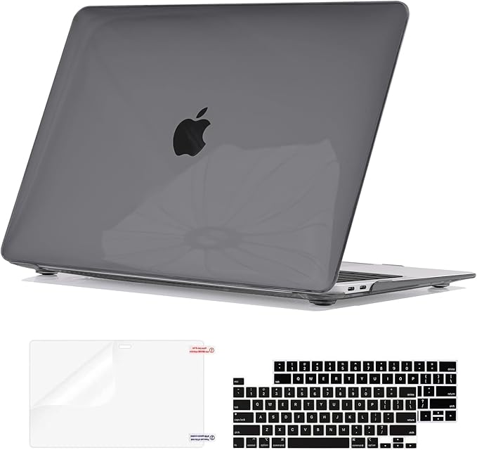 Compatible with MacBook Pro 13 inch Case 2022 2021-2016 Release M2 M1 A2338 A2289 A2251 A1706 A1989 A2159, Plastic Hard Shell Cover Keyboard Skin Screen Film for Mac Pro 13 2018, Crystal Black