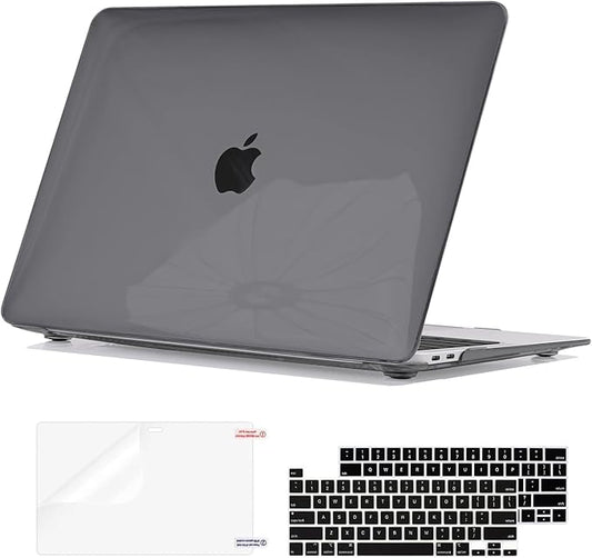 Compatible with MacBook Pro 13 inch Case 2022 2021-2016 Release M2 M1 A2338 A2289 A2251 A1706 A1989 A2159, Plastic Hard Shell Cover Keyboard Skin Screen Film for Mac Pro 13 2018, Crystal Black