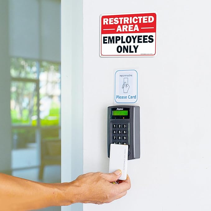 (2 pack) Faittoo Restricted Area Employees Only Sign, 10 x 7 Inches .40 Rust Free Aluminum, UV Protected, Weather Resistant, Waterproof, Durable Ink，Easy to Mount