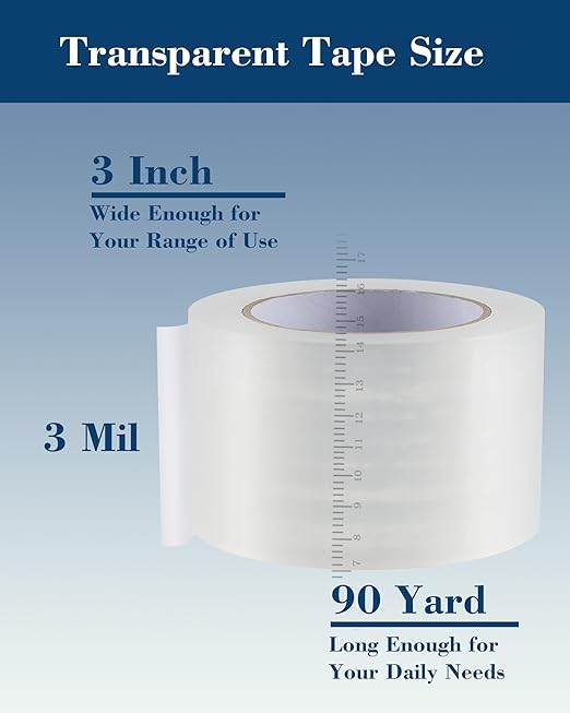 Lichamp Heavy Duty Packing Tape 6 Rolls, Wide Packaging, 3 in. x 90 Yd., 3 Mil Thick, Clear, Commercial Grade Carton Packaging Tape Refills, Shipping, Mailing, Moving Supplies & Storage