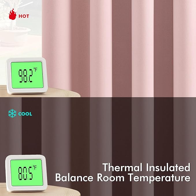 MIULEE Baby Pink Blackout Curtains for Girls Bedroom 90 Inches Long 2 Panels, Thermal Insulated Room Darkening Drapes for Nursery Living Room, Solid Grommet Top Noise Reducing Curtains W40 x L90 Inch