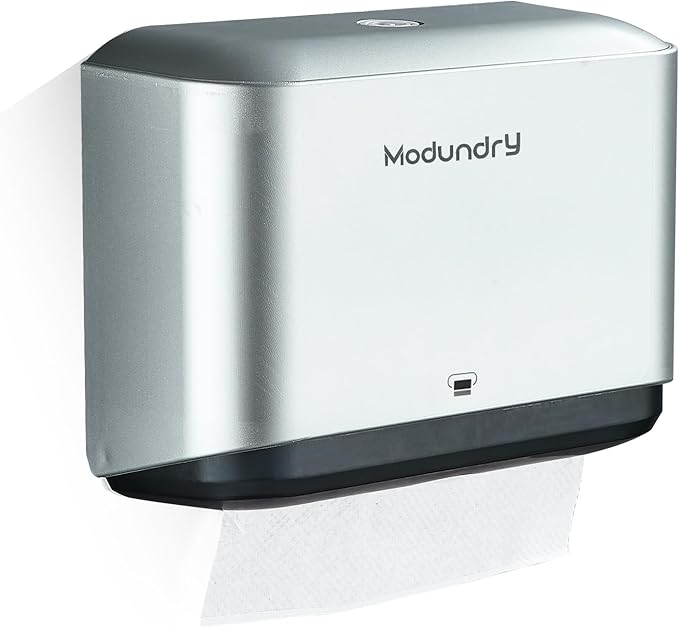 Wall Mount Paper Towel Dispensers: Adhesive No Drilling or Screws Install - Multifold/C/Z/Single fold Tissue Dispenser with Smart Lock, Hand Towel Holder for Bathroom, Restroom, Office, Home (Sliver)