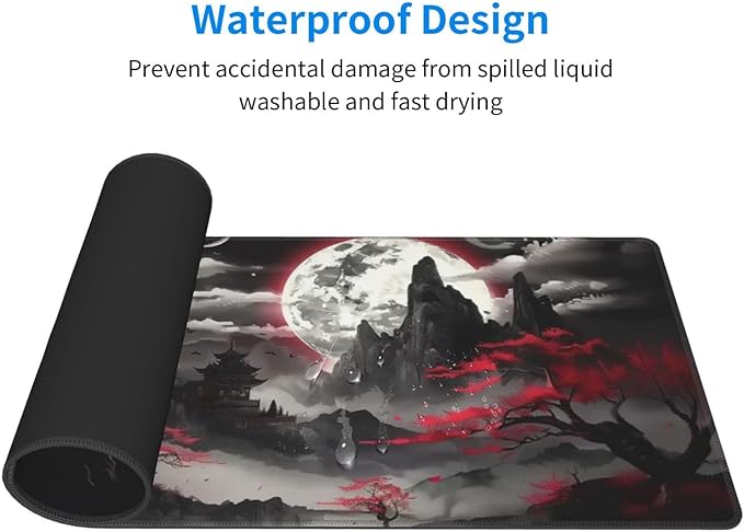 Extended Gaming Mouse Pad, Large Desk Mat XL Anime Mouse Pad Waterproof with Stitched Edges, Non-Slip Desktop Pad for Home and Office, Level Up Your 31.5x11.8 Inch (Night canyon2)