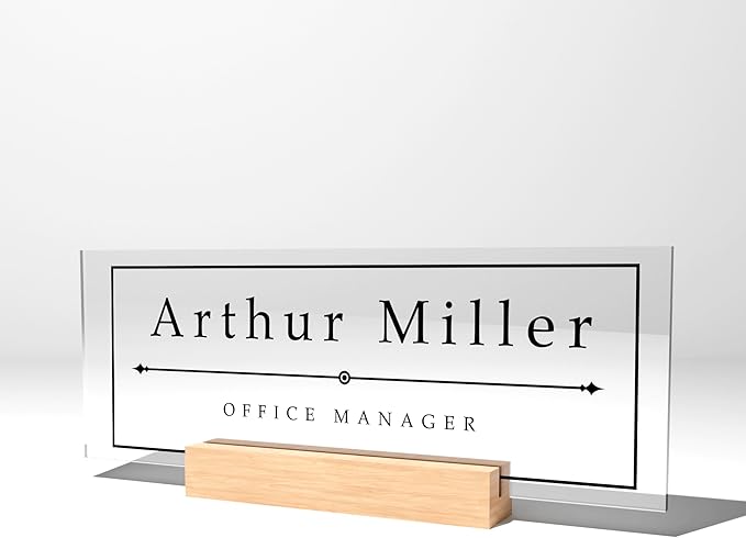 EGD Acrylic Desk Name Plate Personalized I Cute Office Decor I Office Desk Accessories with Various Material Options I Personalized Name Plate with Font Options (10 x 3.5 Inch) (1. Acrylic)