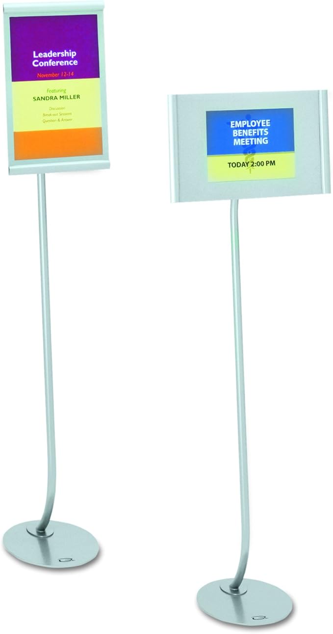 Quartet Designer Sign Stand, 11 x 17 Inches, Silver, Aluminum Frame (7922)