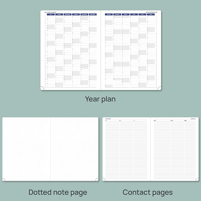 POPRUN Monthly Planner 2025-2026, 8.5'' x 11.25'', 13-Monthly Calendar (July 2025-July 2026) 15-Minute Hourly Appointment Book with Stair Tabs, Soft Cover, 100GSM Paper - Midnight Green