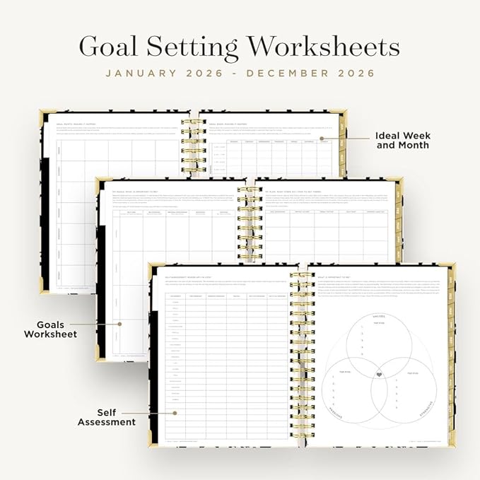 Day Designer 2026 Weekly Planner – Premium Planner for Stylish Organization. Combines Weekly & Monthly Calendars, Daily Schedule, Notes Pages, Goal Setting, Stickers, Pocket & More. Elegant Laminated Cover with Gold Accents (Painted Leopard Design - 2026)