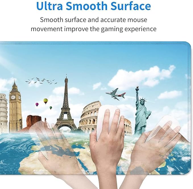 RTGGSEL 31.5x11.8 Inch Non-Slip Long Extended Large Gaming Mouse Pad with Stitched Edges XL Laptops Keyboard Mouse Mat(Travel World)