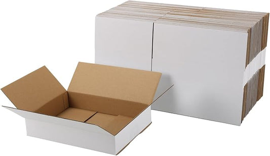 CRUGLA 9x6.5x1.75 White Shipping Boxes Set of 40, White Corrugated Cardboard Boxes for Small Business Shipping Mailing Packing