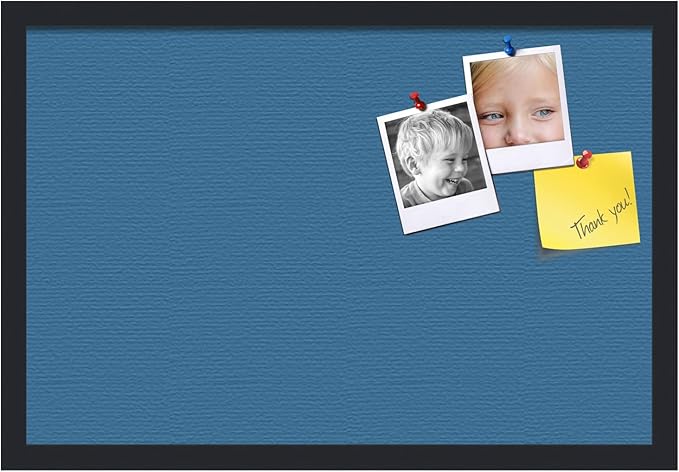 PinPix 24x16 Inch Cork Bulletin Board. This Decorative Framed Pin Board Comes with Navy Pastel Design and a Satin Black Frame. Ideal for Home Office Decor or Message Board (PinPix-1811)
