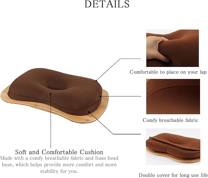 SUMISKY Lap Desk-Portable Laptop Table with Cushion Bamboo Platform Phone Holder L(21.6"x13.8") with Cup Holder