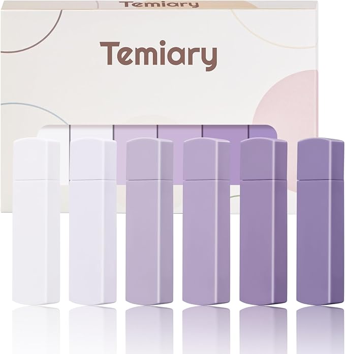 Temiary 6Pcs Mini White Correction Tapes, Quick Dry Smooth Pull Out for Writing, Aesthetic Cute Correction Tape Set Easy To Use for Students School Office Supplies (Purple)