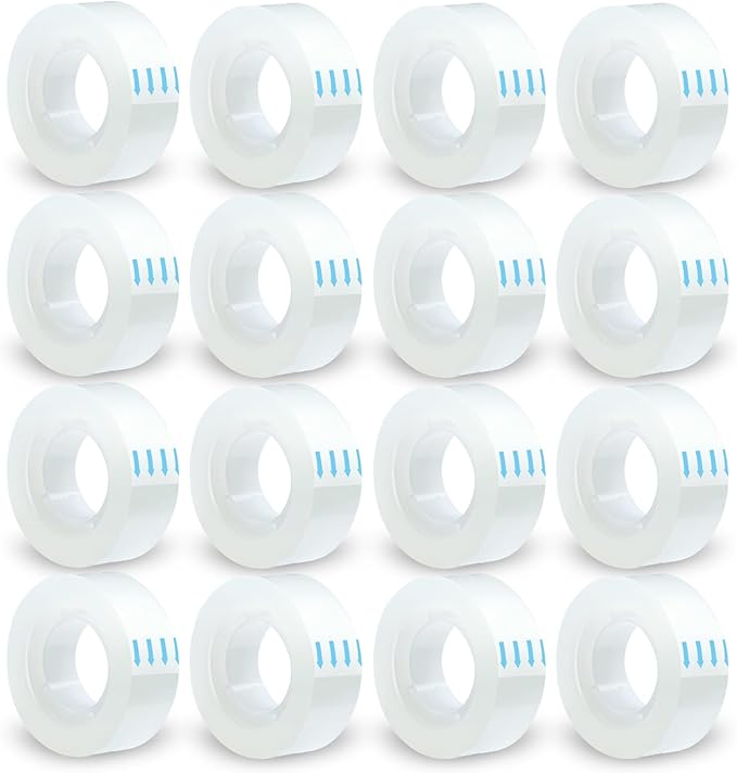 Transparent Tape Refill - Tear by Hand, 3/4" x 1000 inches, 16 Clear Tape Rolls for Dispenser, Back to School Supplies