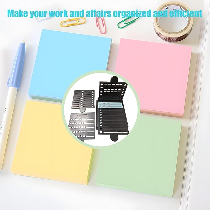 2025 New Sticky Note Stencil, Sticky Note Holder with Five Templates, Suitable for 3x3 Inch Sticky Notes, Perfect for to-Do Lists, Home, Office, Reusable Sticky Notes Dispenser (Grey 5 Templates)